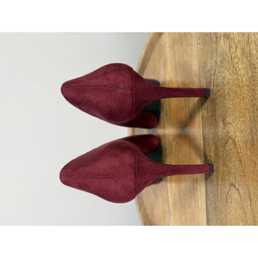 French Connection Burgundy Suede Pointed Toe Stiletto Heels Size 9 NWB - Picture 7 of 14